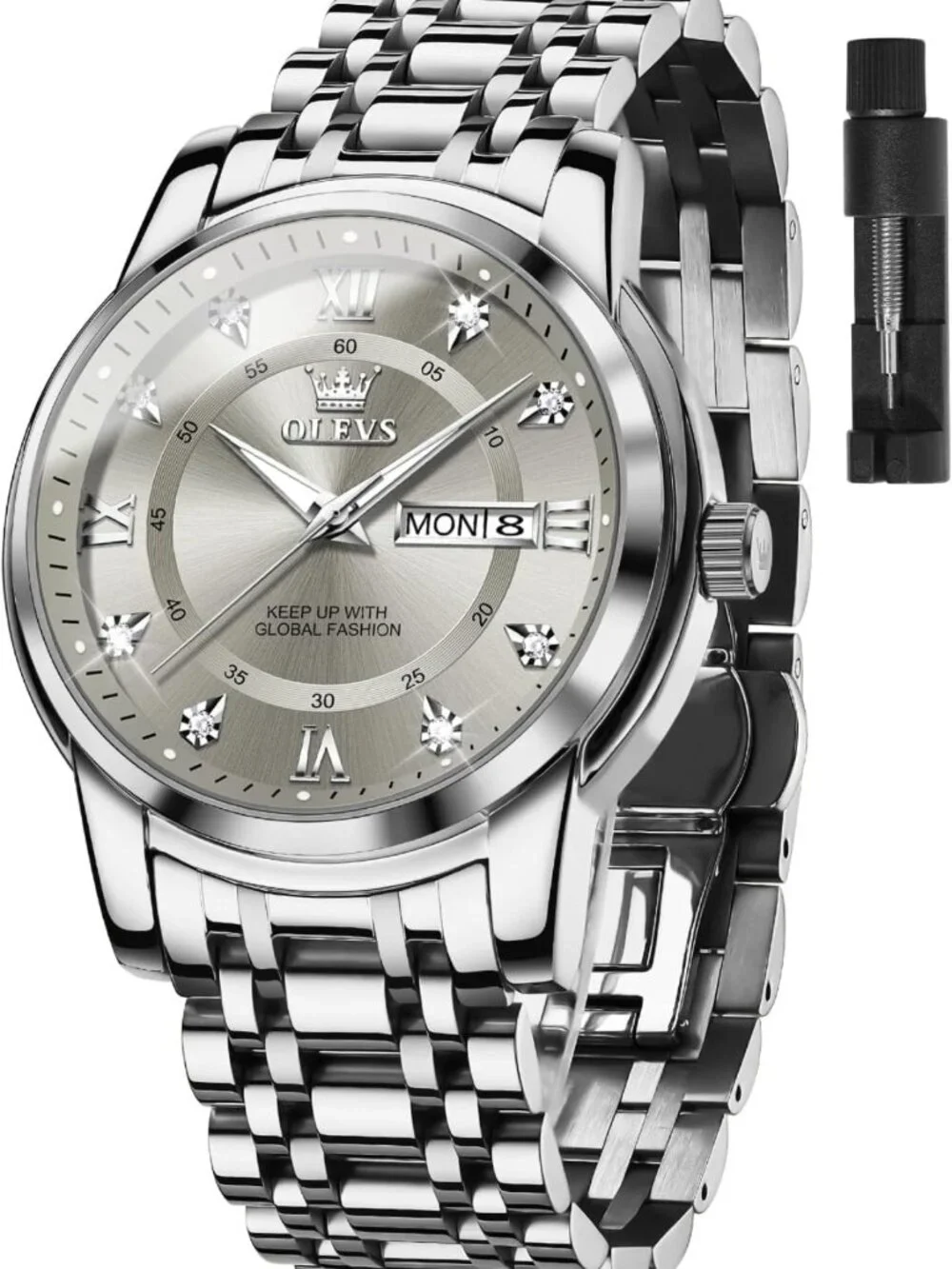 Classic Large Face Stainless Steel Dress Watch for Men - Stylish & Durable